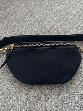 Tory Burch Black Logo Belt Bag with Gold Hardware + 2 Strap Options